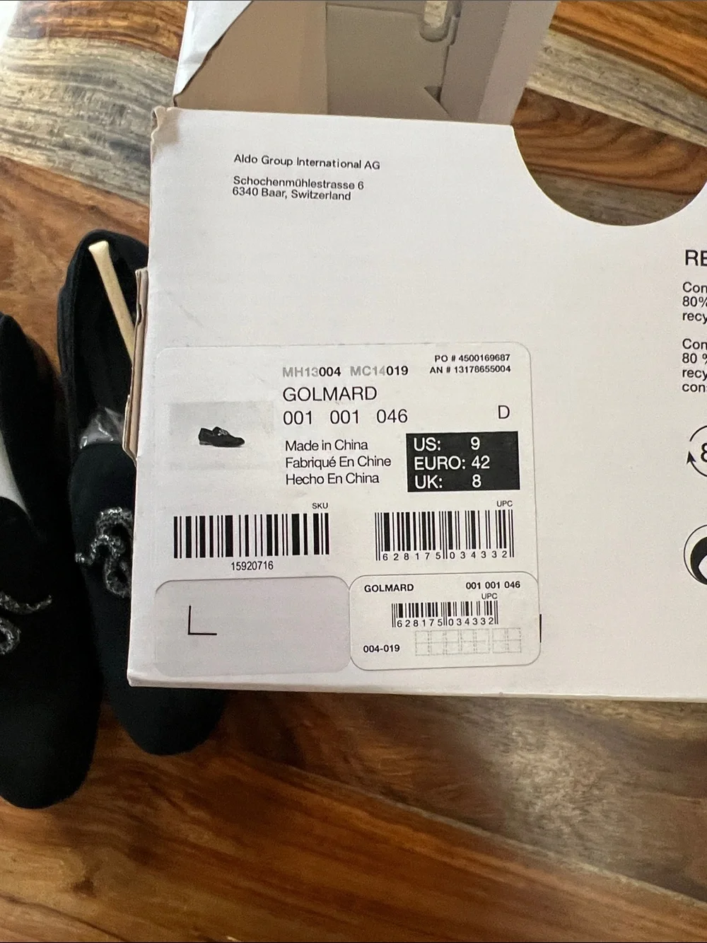 Aldo Black Suede Beaded Snake Slip-On Loafers